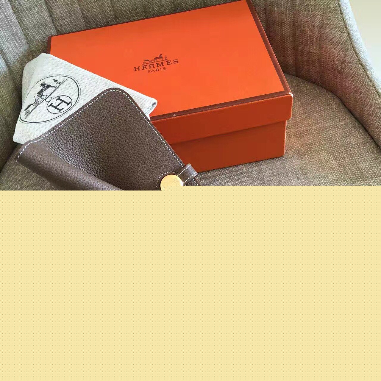H**mes taupe grey dogon duo combined wallet