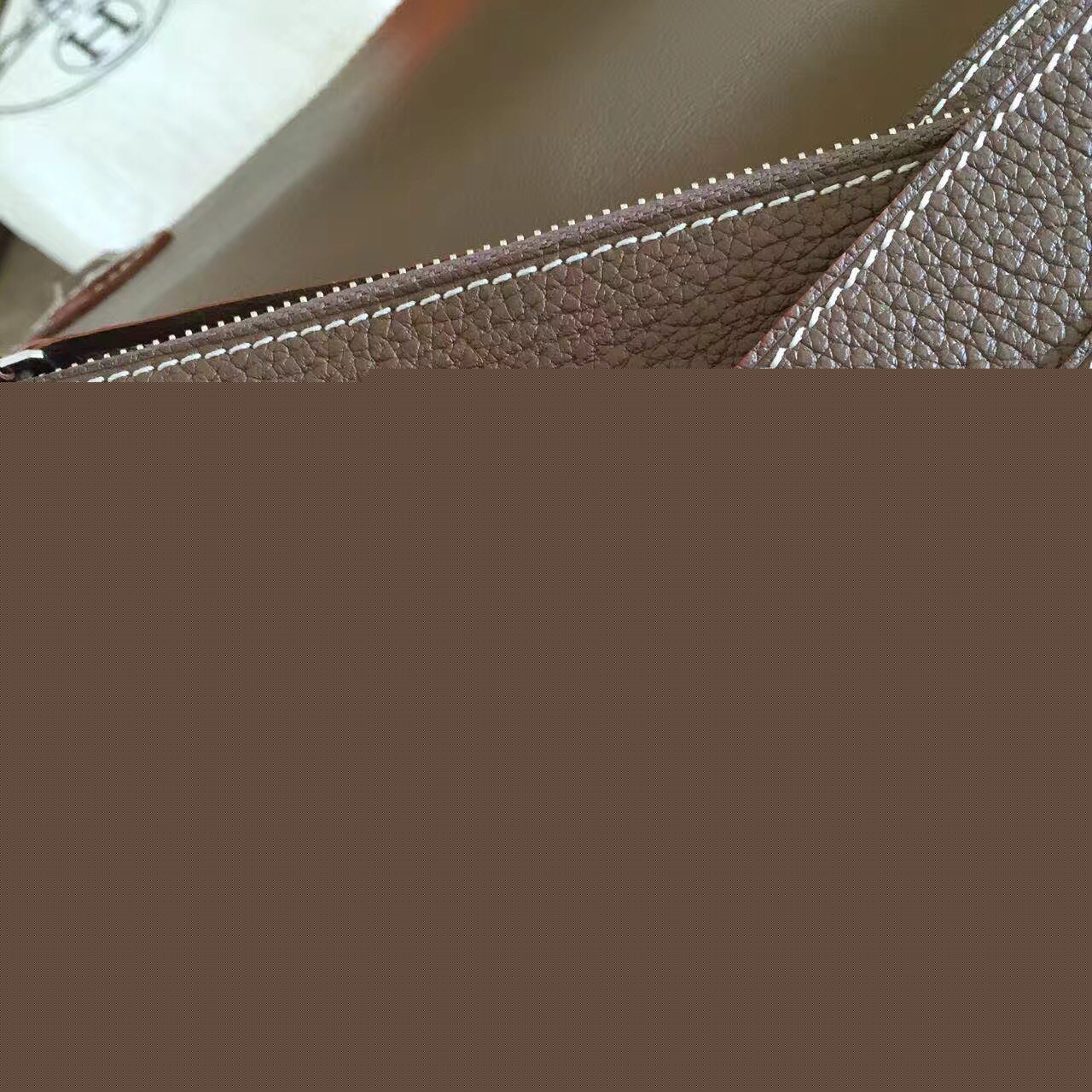 H**mes taupe grey dogon duo combined wallet