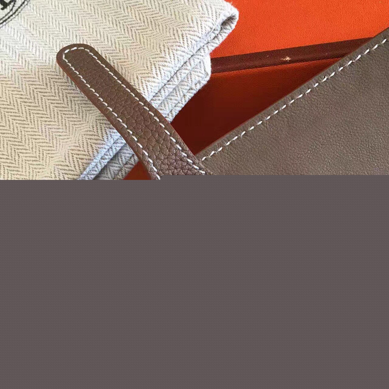 H**mes taupe grey dogon duo combined wallet