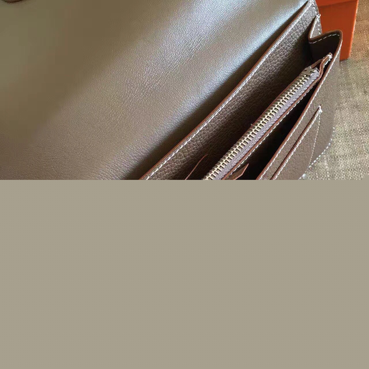 H**mes taupe grey dogon duo combined wallet