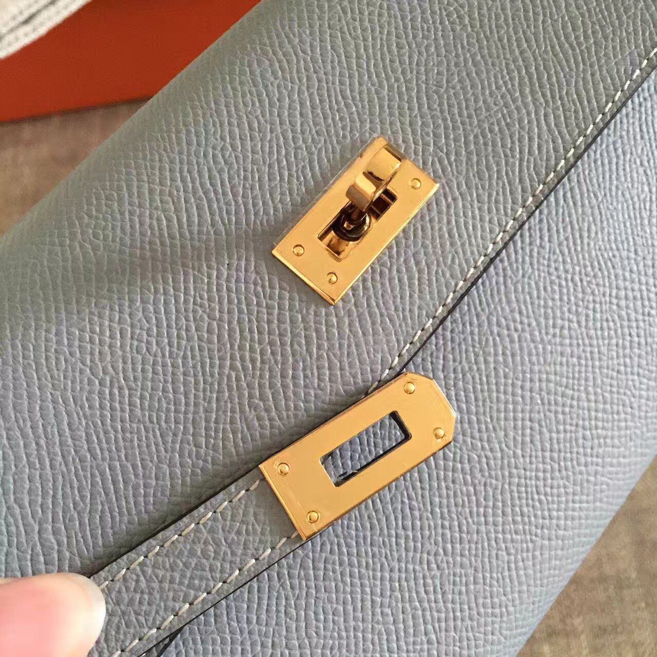 H**mes kelly classic long wallet in ciel epsom leather