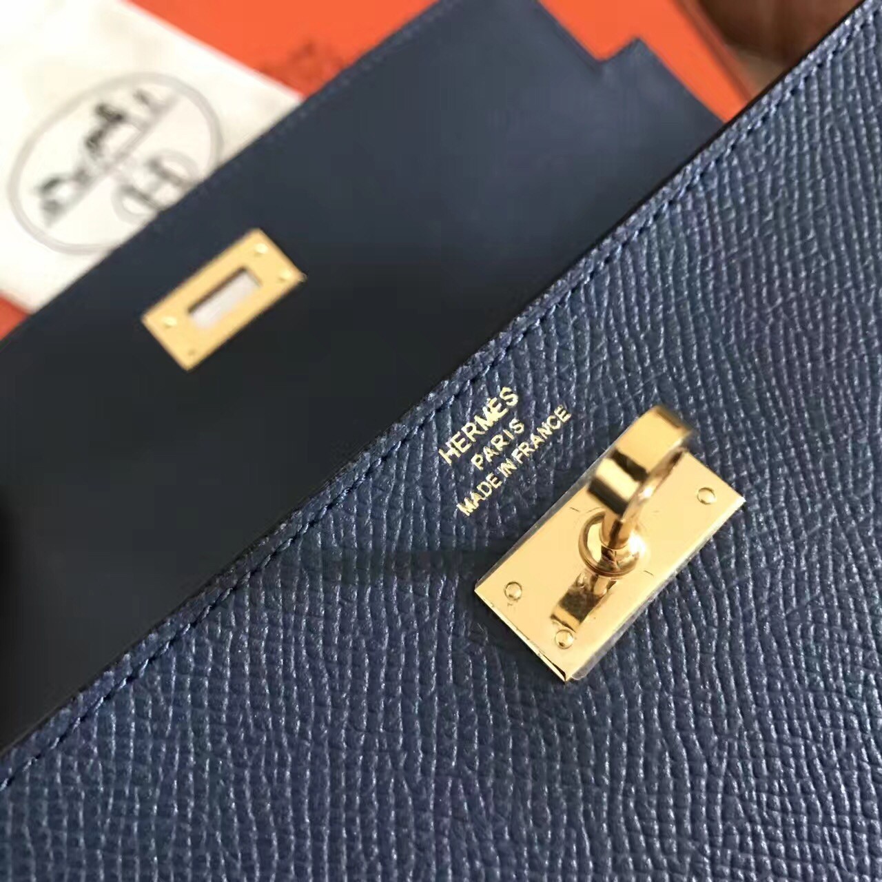 H**mes kelly classic long wallet in navy epsom leather