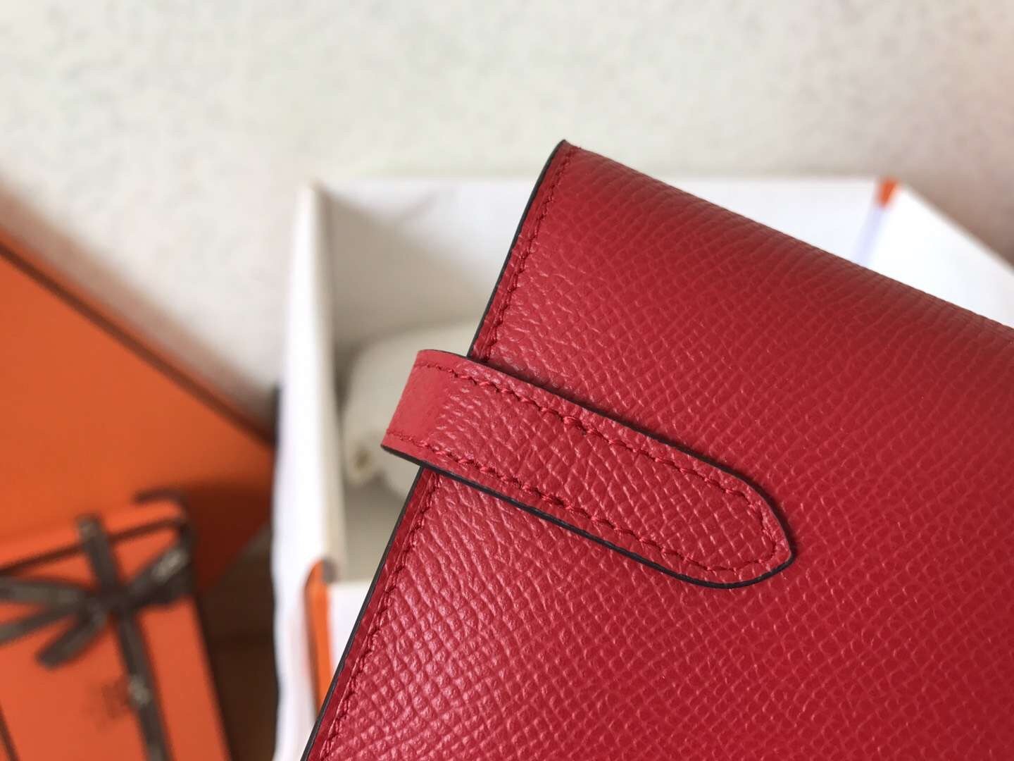 H**mes kelly classic long wallet in red epsom leather