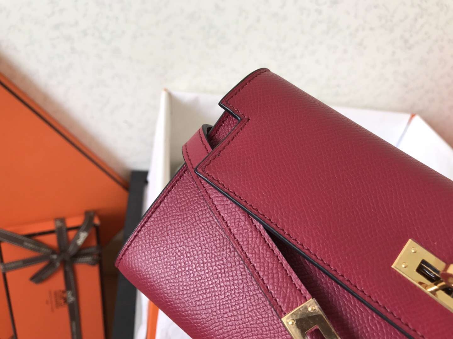 H**mes kelly classic long wallet in ruby epsom leather