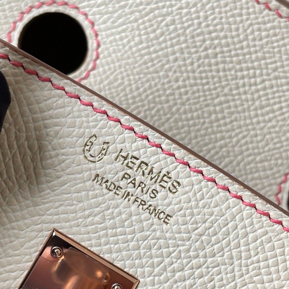 H**mes hss birkin 25 sellier bag in craie and rose confetti epsom calfskin