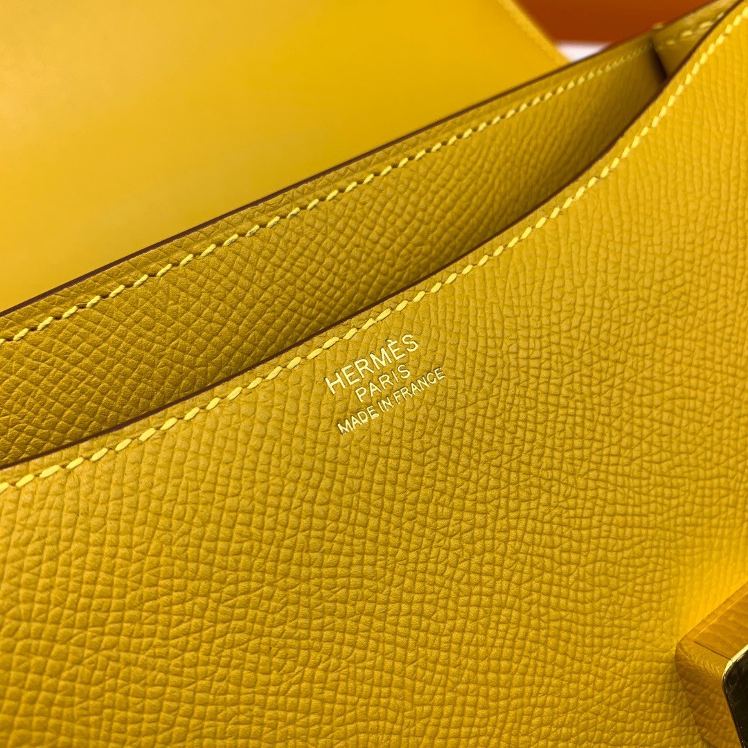 H**mes constance 18 handmade bag in jaune ambre epsom calfskin