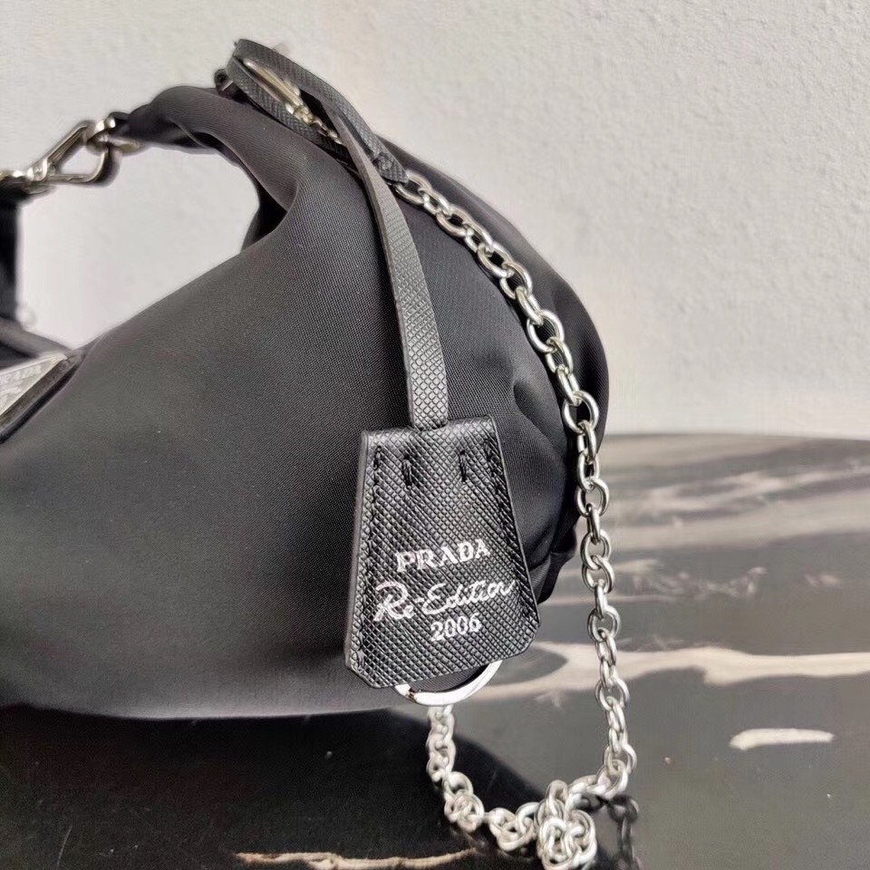 Pra*a black nylon re-edition 2006 hobo bag