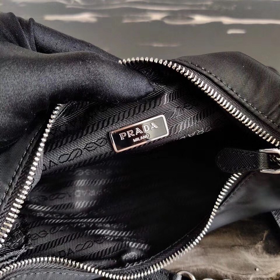 Pra*a black nylon re-edition 2006 hobo bag