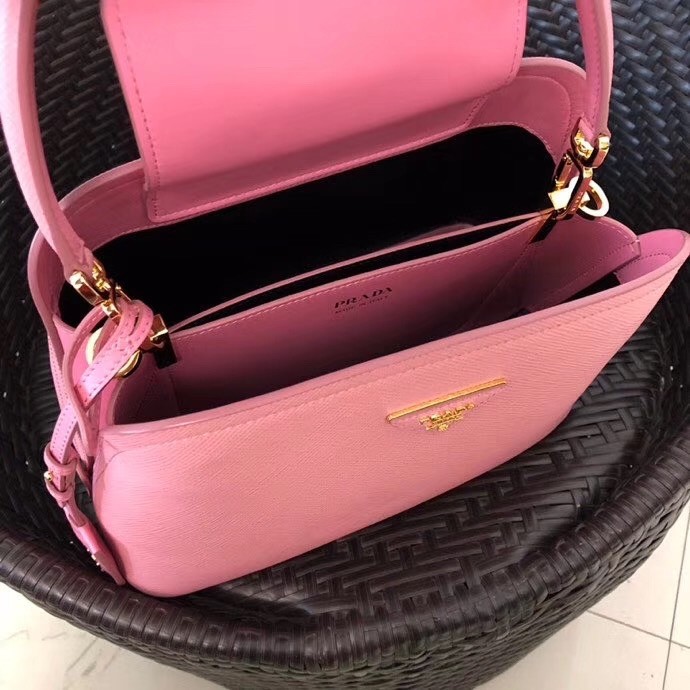 Pra*a matinee mini bag in pink saffiano leather