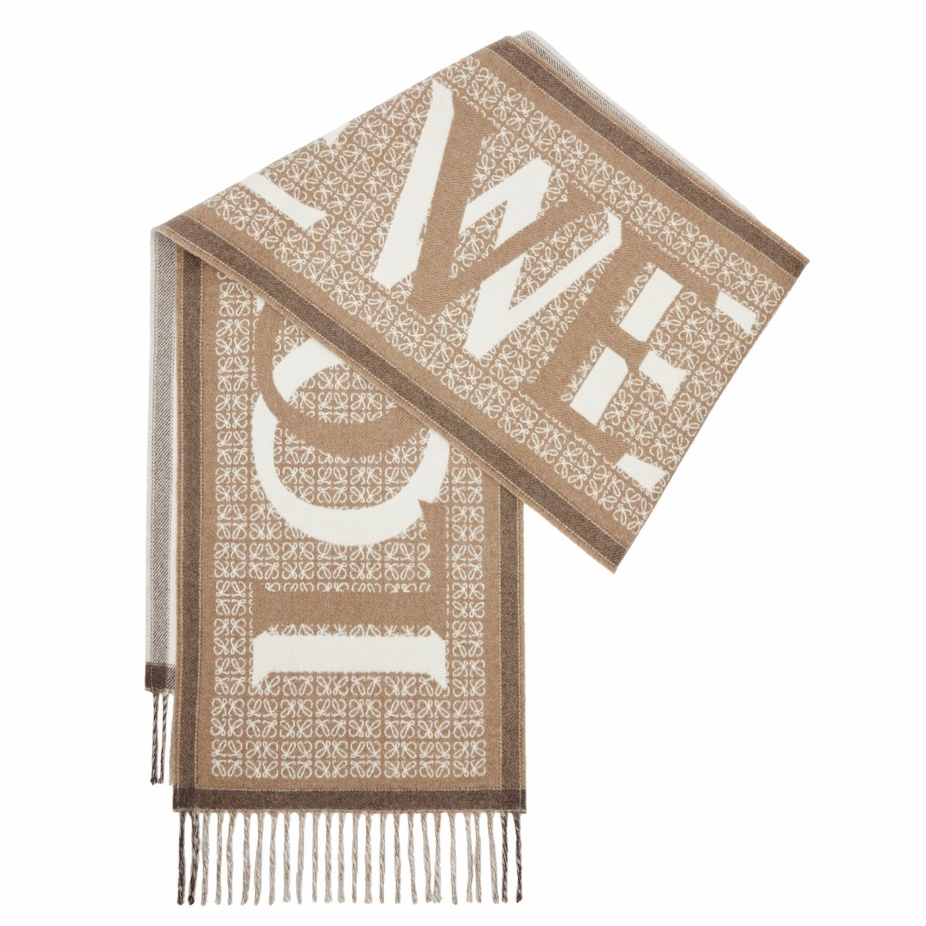 L0ew* love scarf in beige wool and cashmere