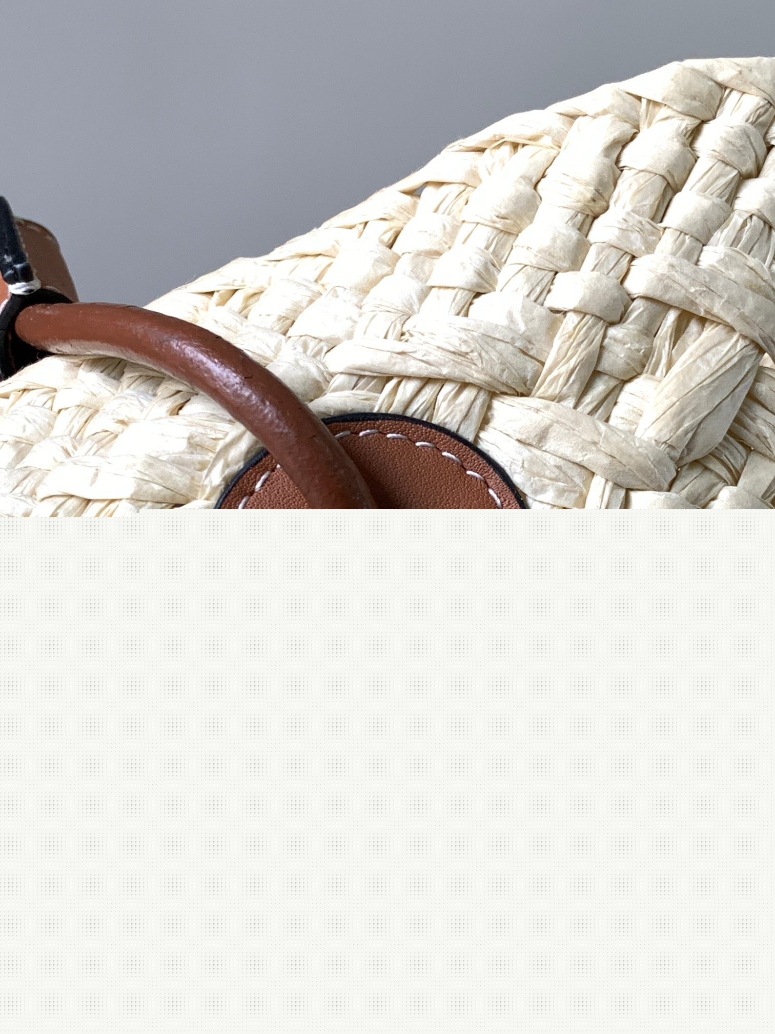 L0ew* small anagram basket bag in iraca palm and brown calfskin