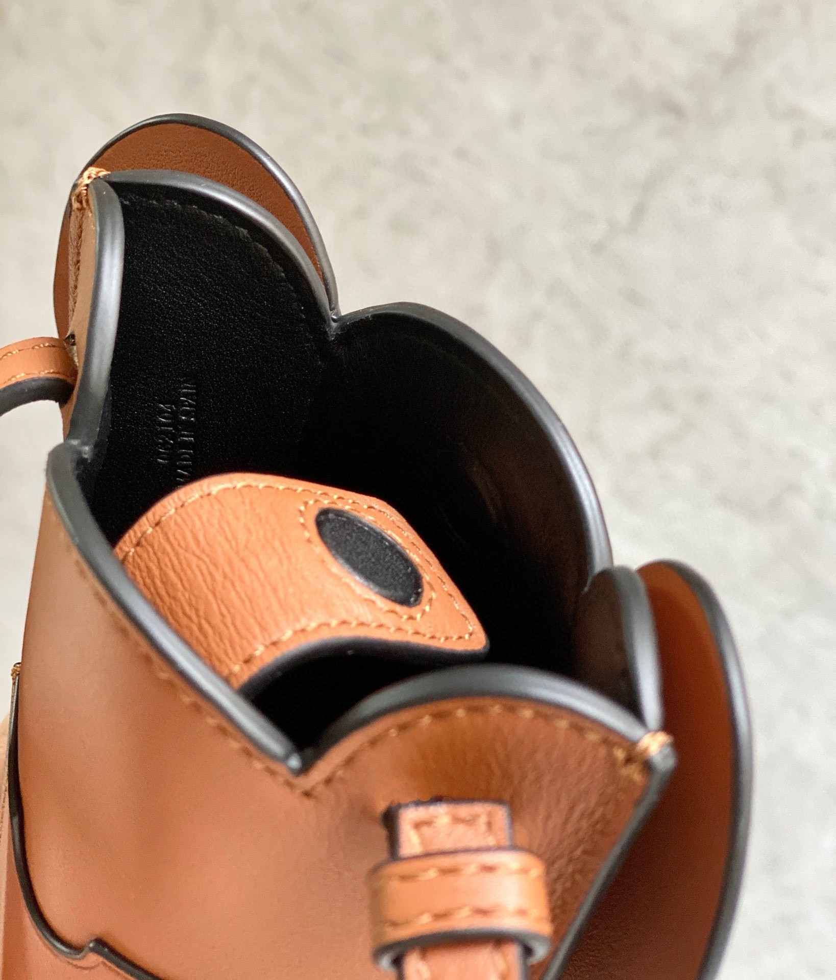L0ew* elephant pocket in brown calfskin