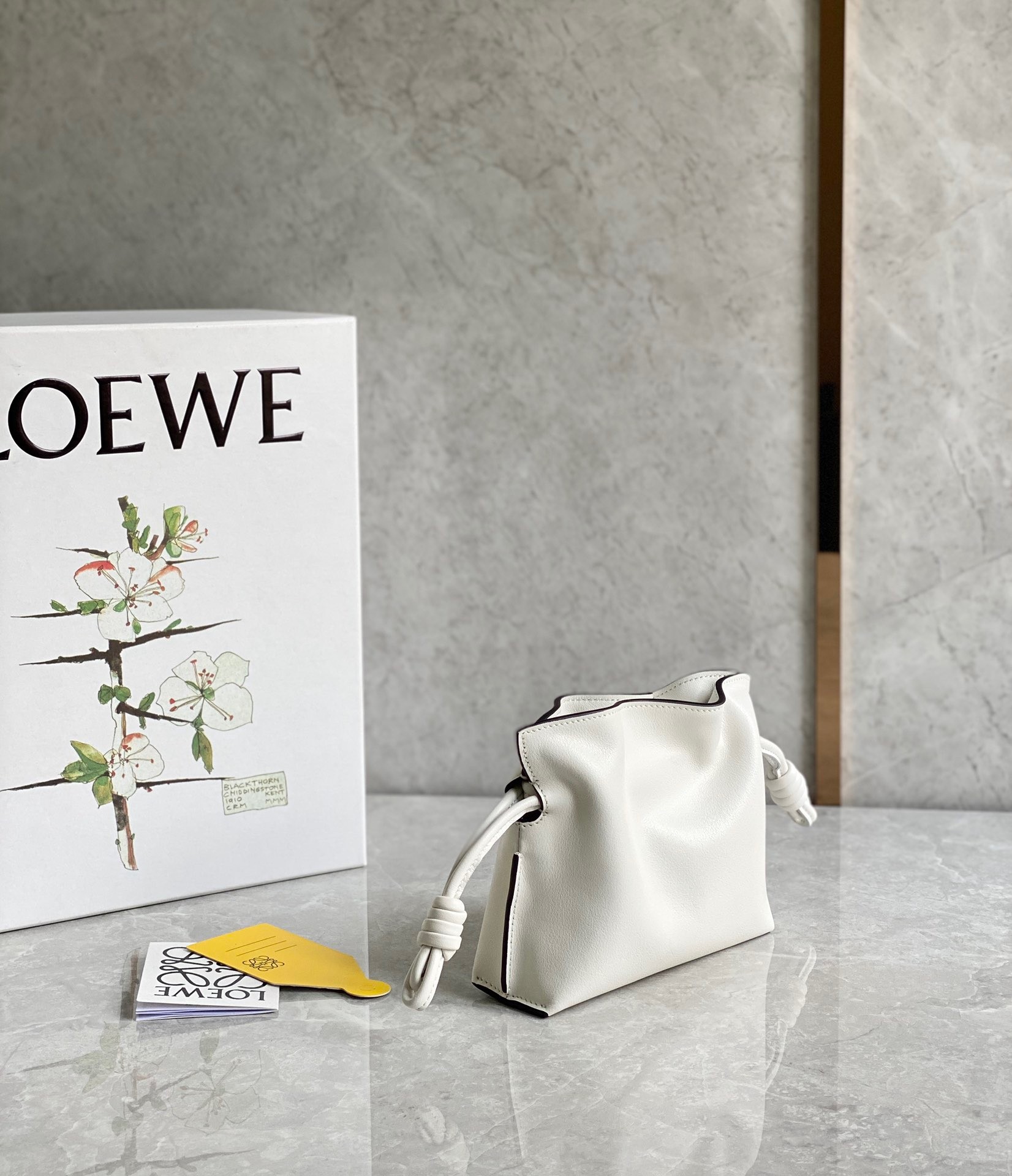 L0ew* flamenco nano clutch in white nappa leather