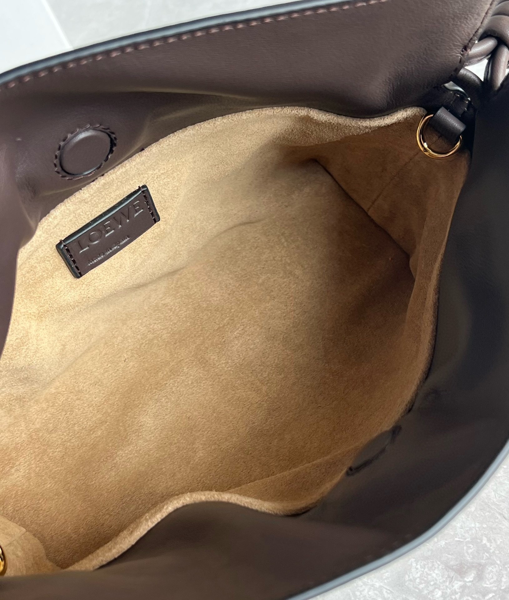 L0ew* mini flamenco clutch bag in chocolate nappa calfskin