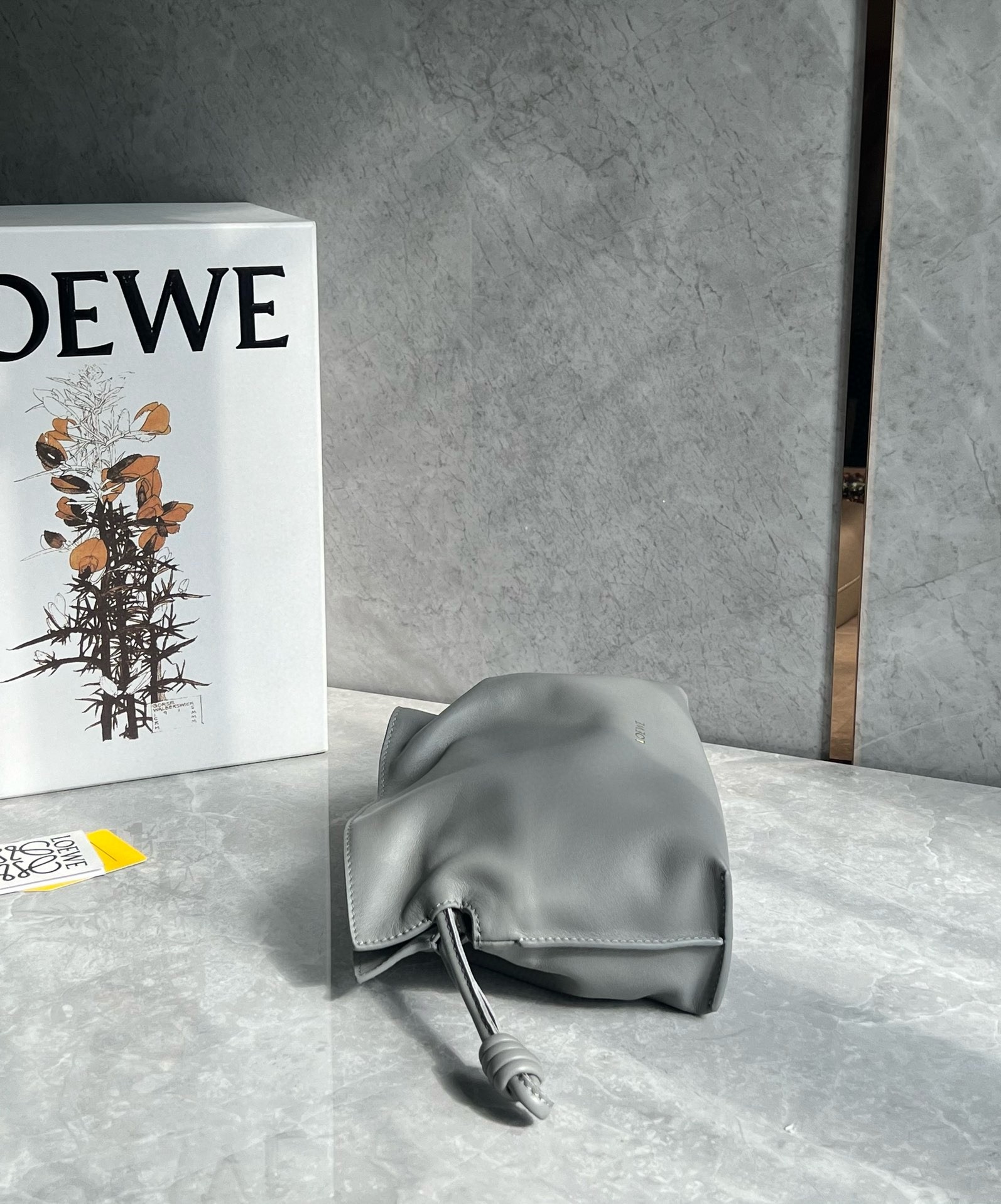L0ew* mini flamenco clutch bag in pearl grey nappa calfskin