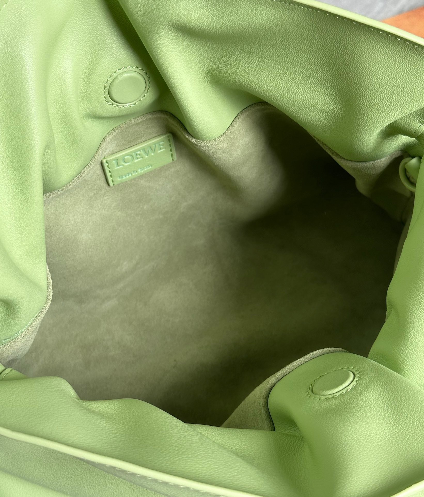 L0ew* flamenco clutch bag in lime green leather