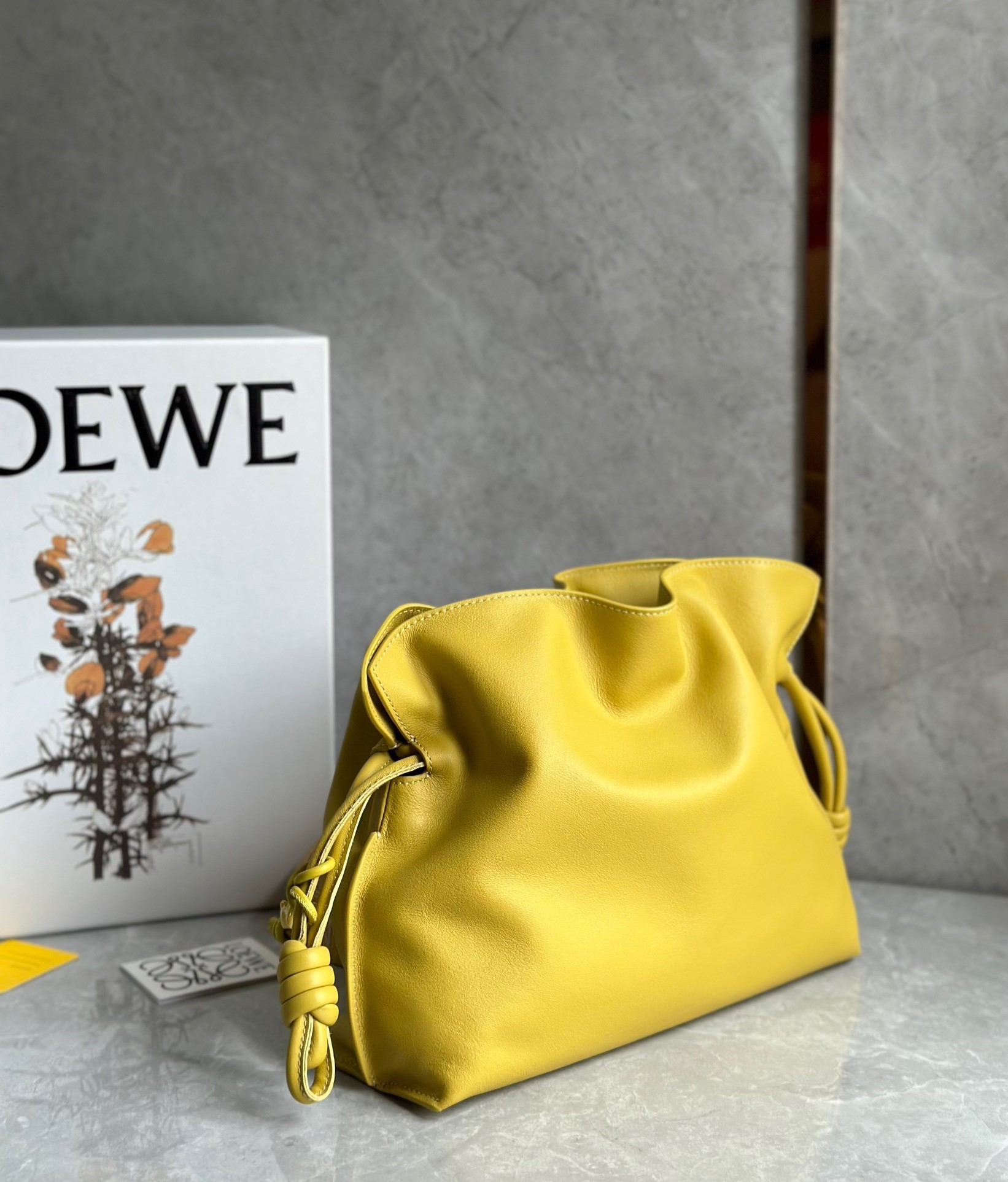 L0ew* flamenco clutch bag in pale yellow leather