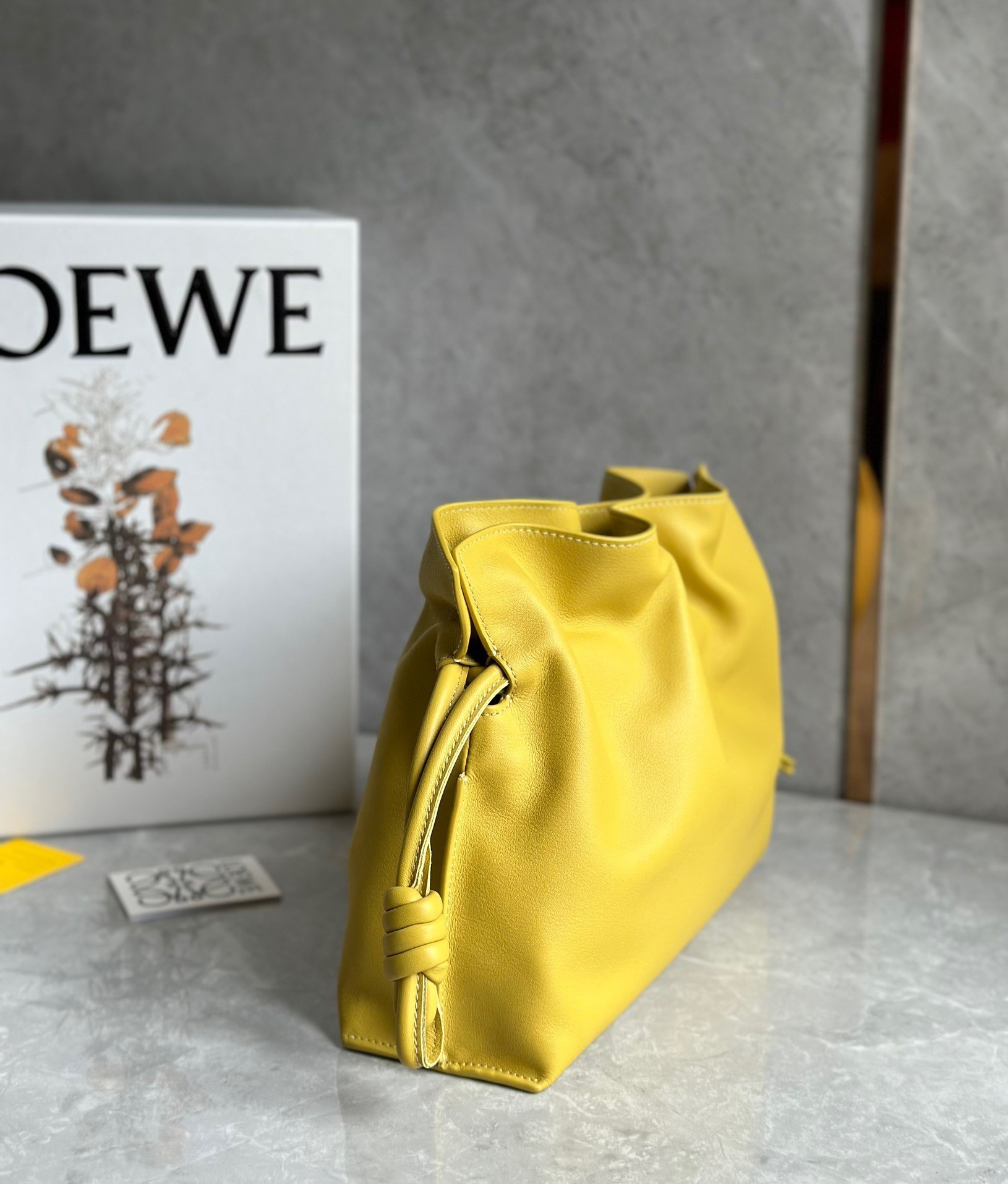 L0ew* flamenco clutch bag in pale yellow leather