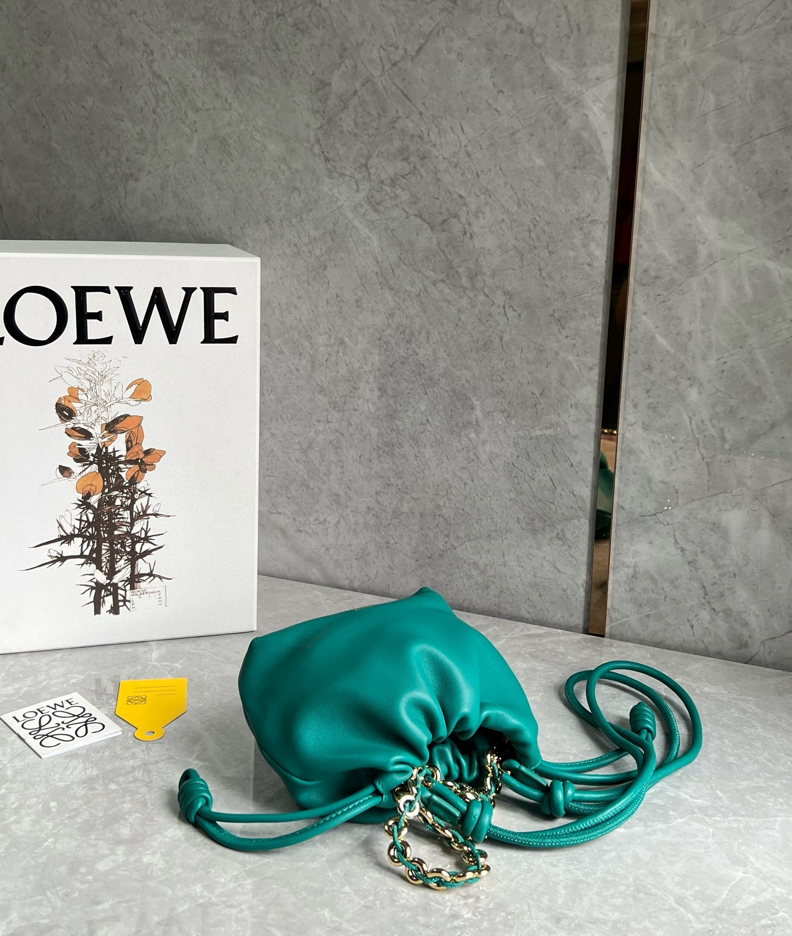 L0ew* mini flamenco purse bag in green nappa lambskin