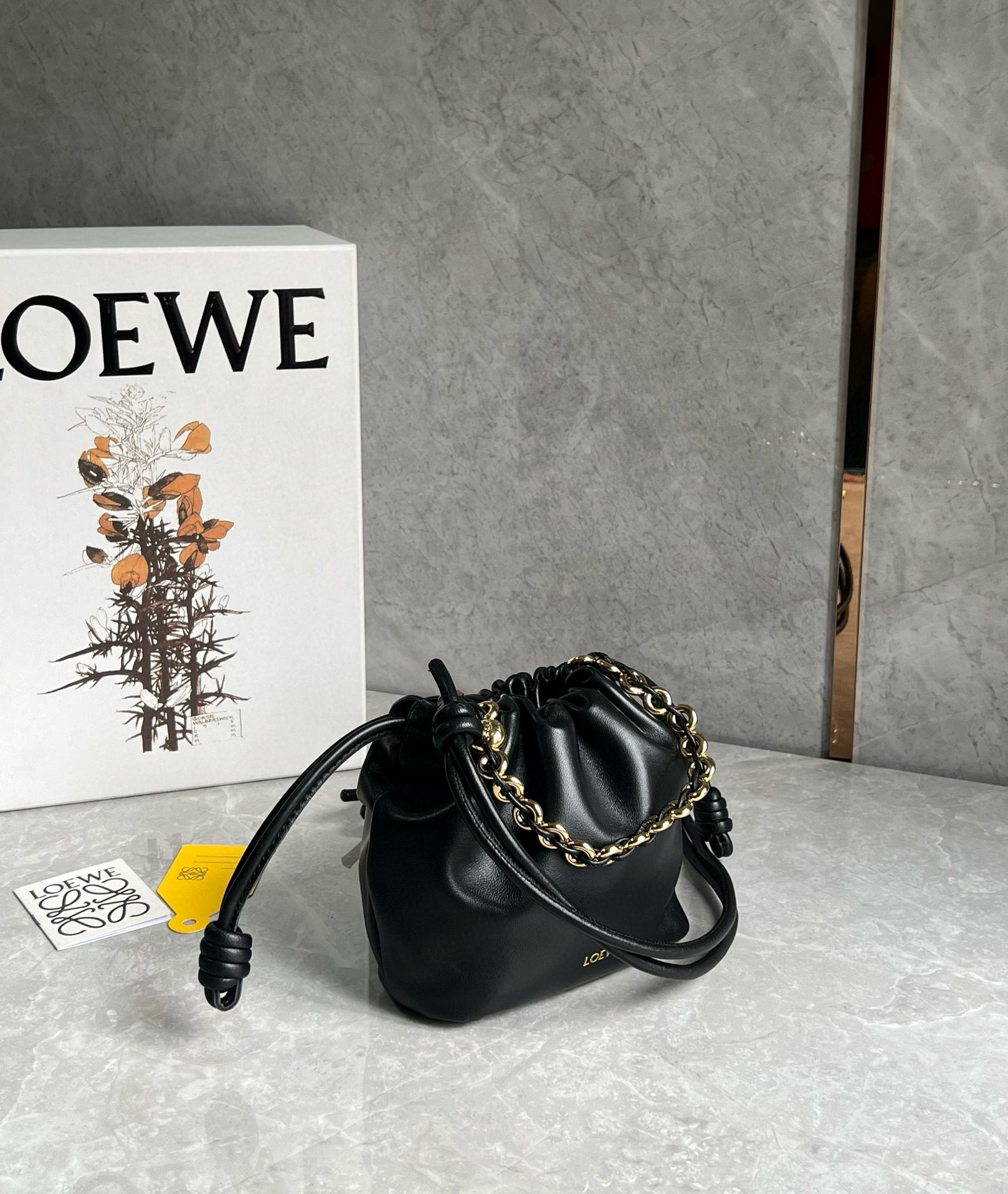 L0ew* mini flamenco purse bag in black nappa lambskin