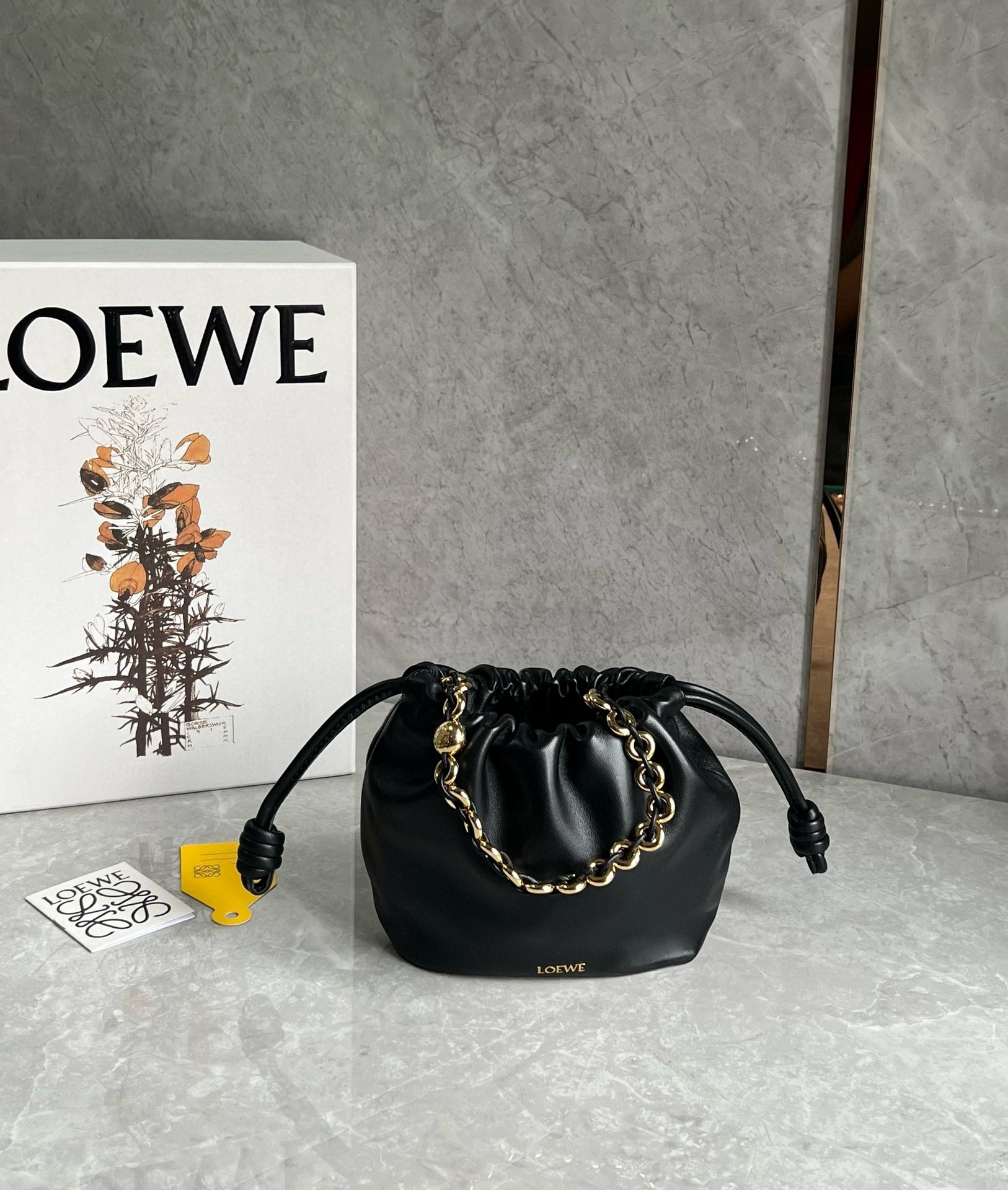 L0ew* mini flamenco purse bag in black nappa lambskin