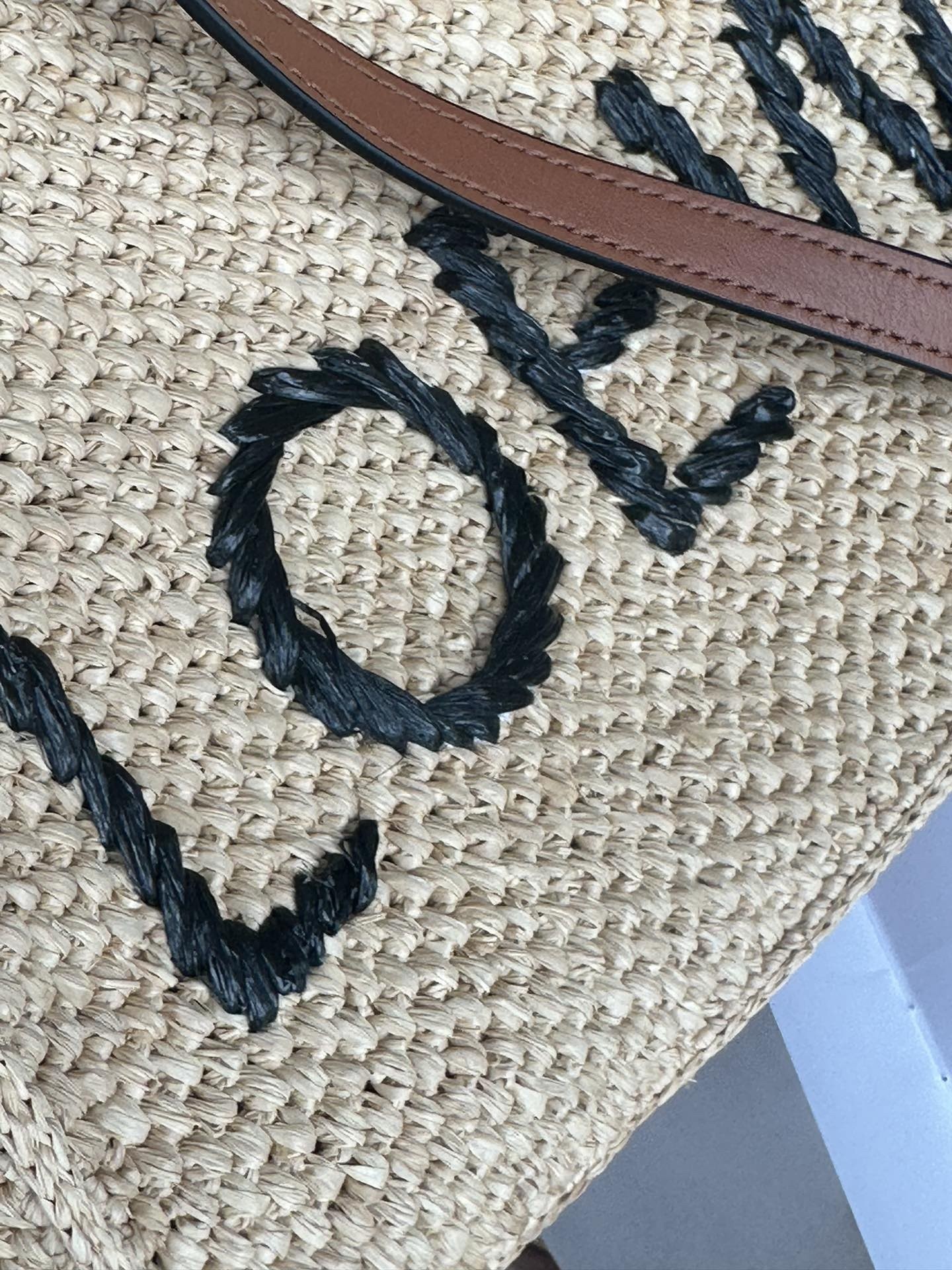 L0ew* small L0ew* font tote in natural raffia