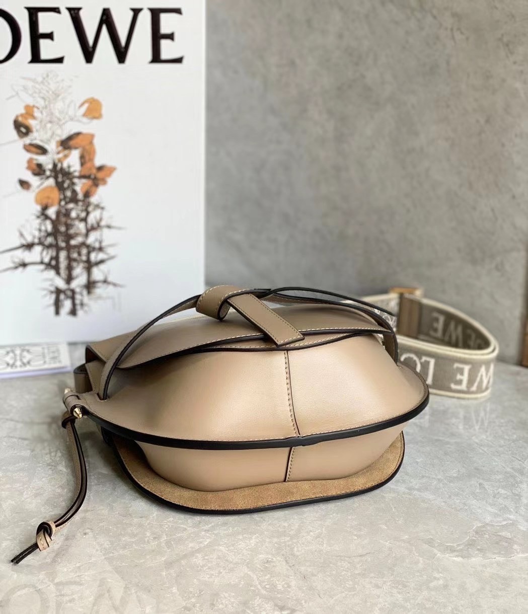 L0ew* gate small bag in sand calfskin and jacquard