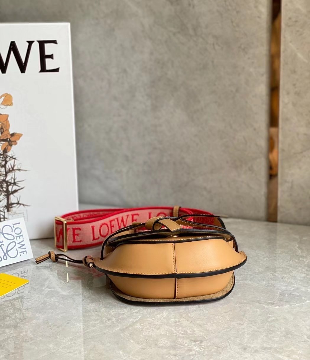 L0ew* mini gate dual bag in brown calfskin