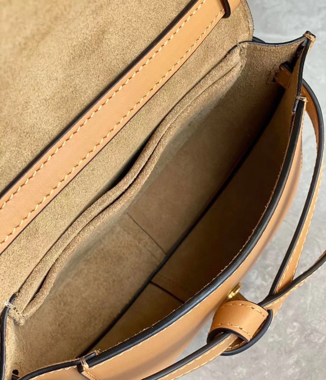 L0ew* mini gate dual bag in brown calfskin