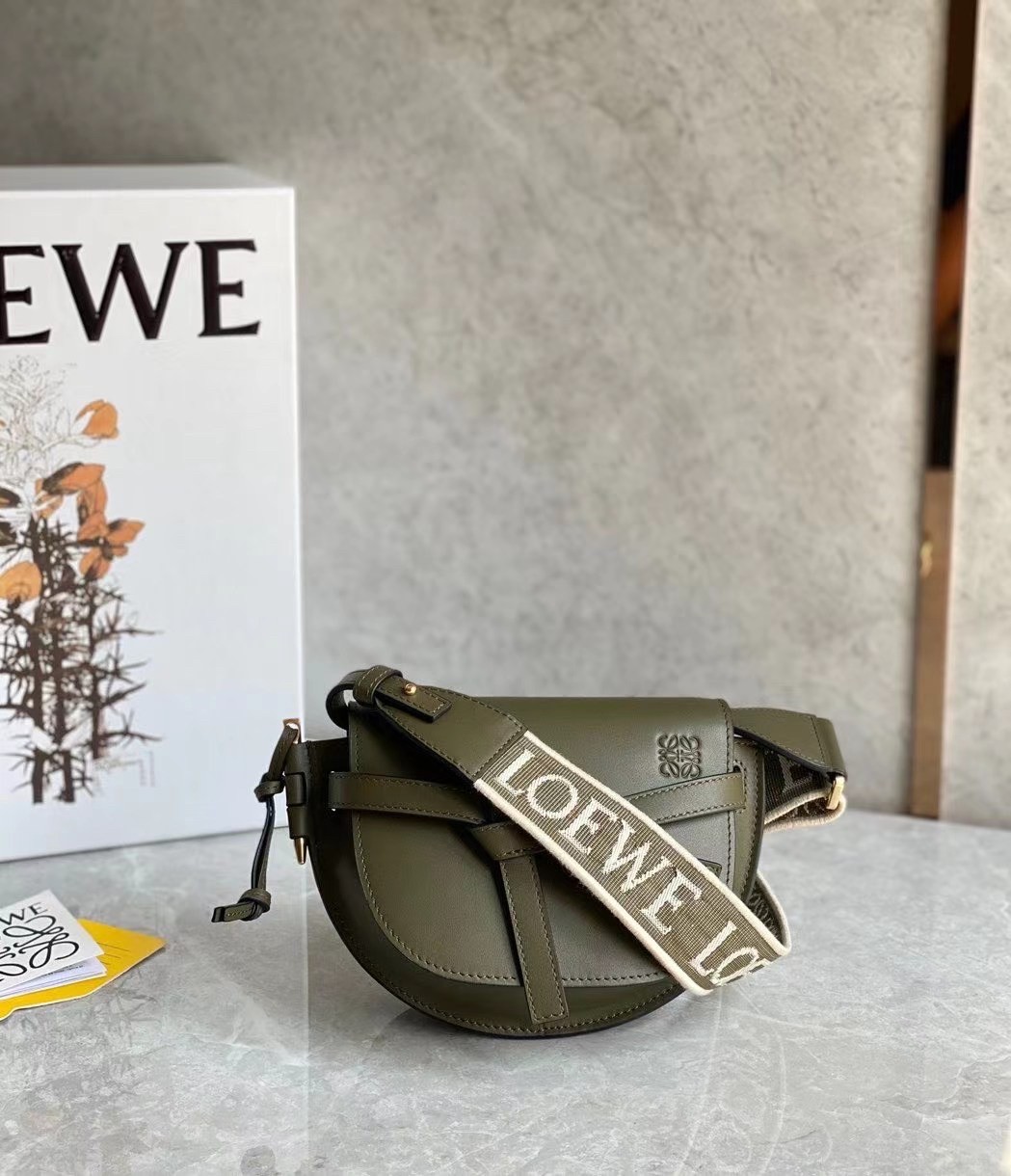 L0ew* mini gate dual bag in autumn green calfskin