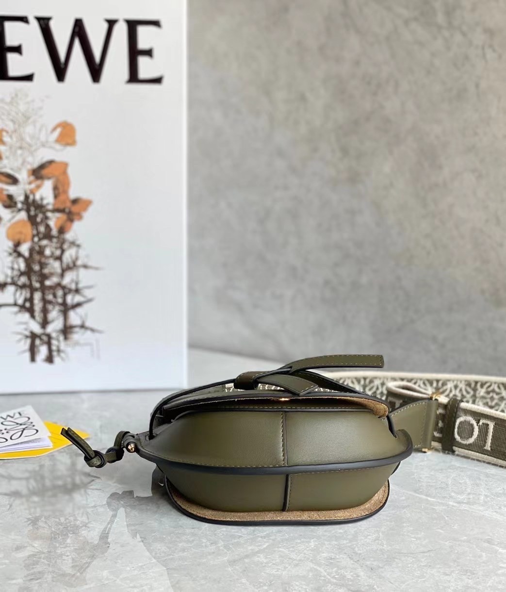 L0ew* mini gate dual bag in autumn green calfskin