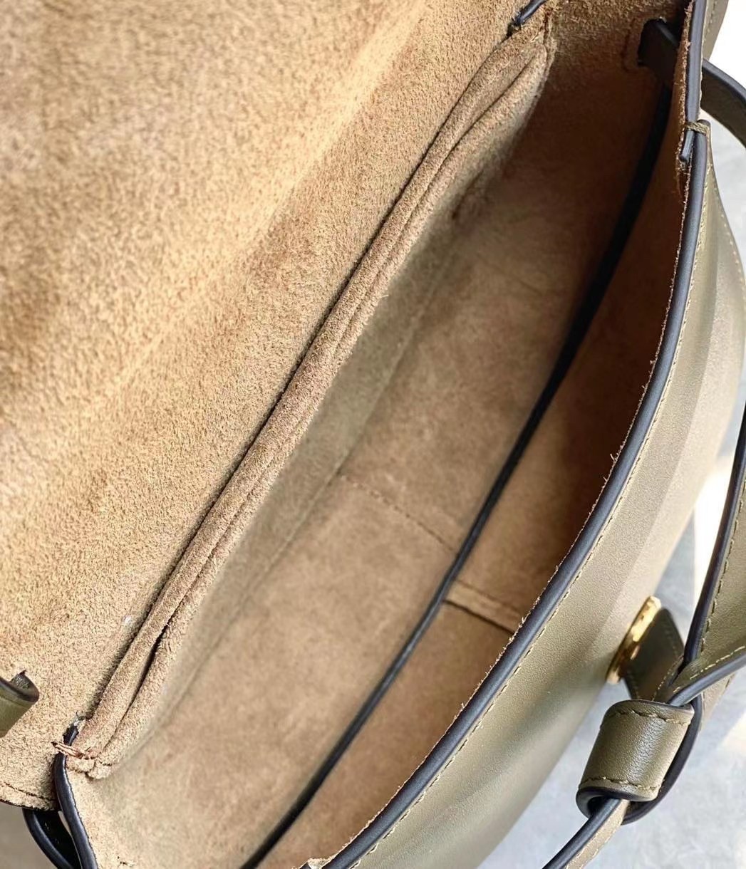 L0ew* mini gate dual bag in autumn green calfskin