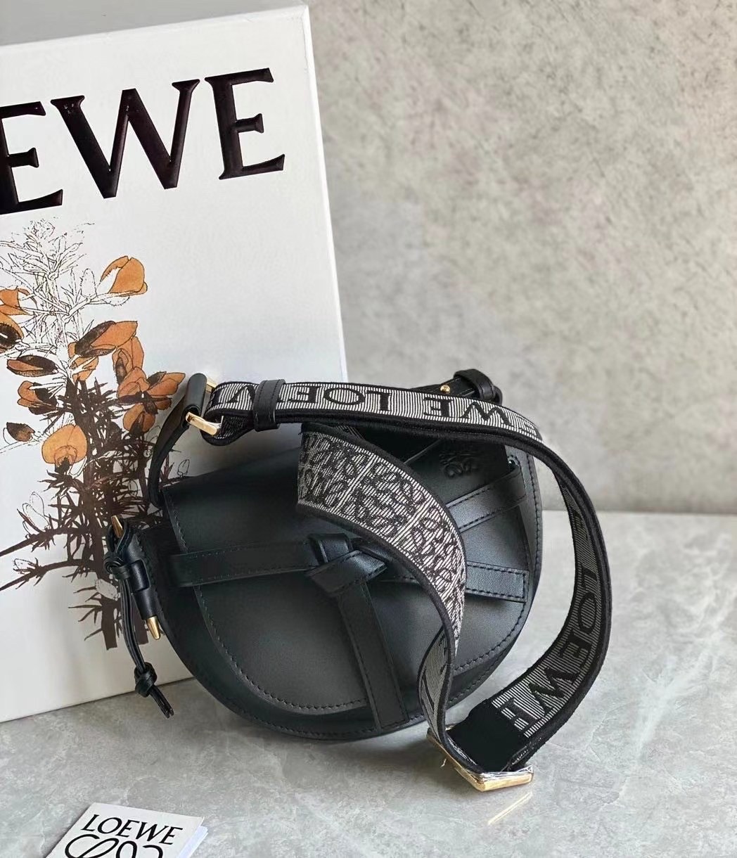 L0ew* mini gate dual bag in black calfskin