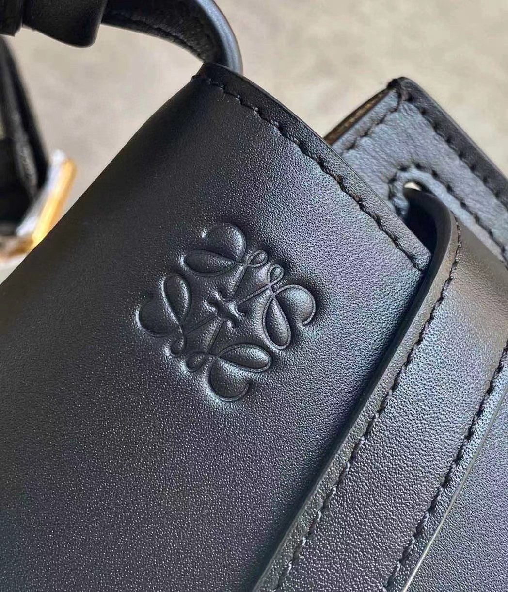 L0ew* mini gate dual bag in black calfskin