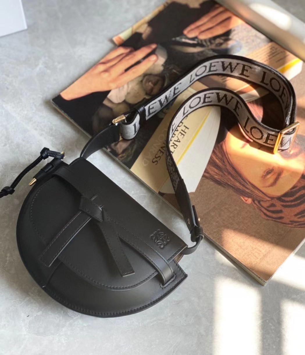 L0ew* mini gate dual bag in black calfskin