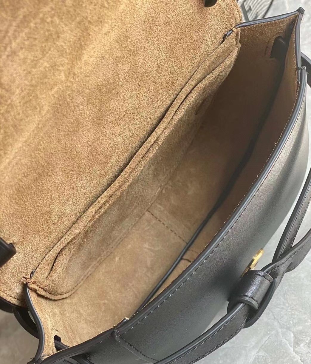 L0ew* mini gate dual bag in black calfskin