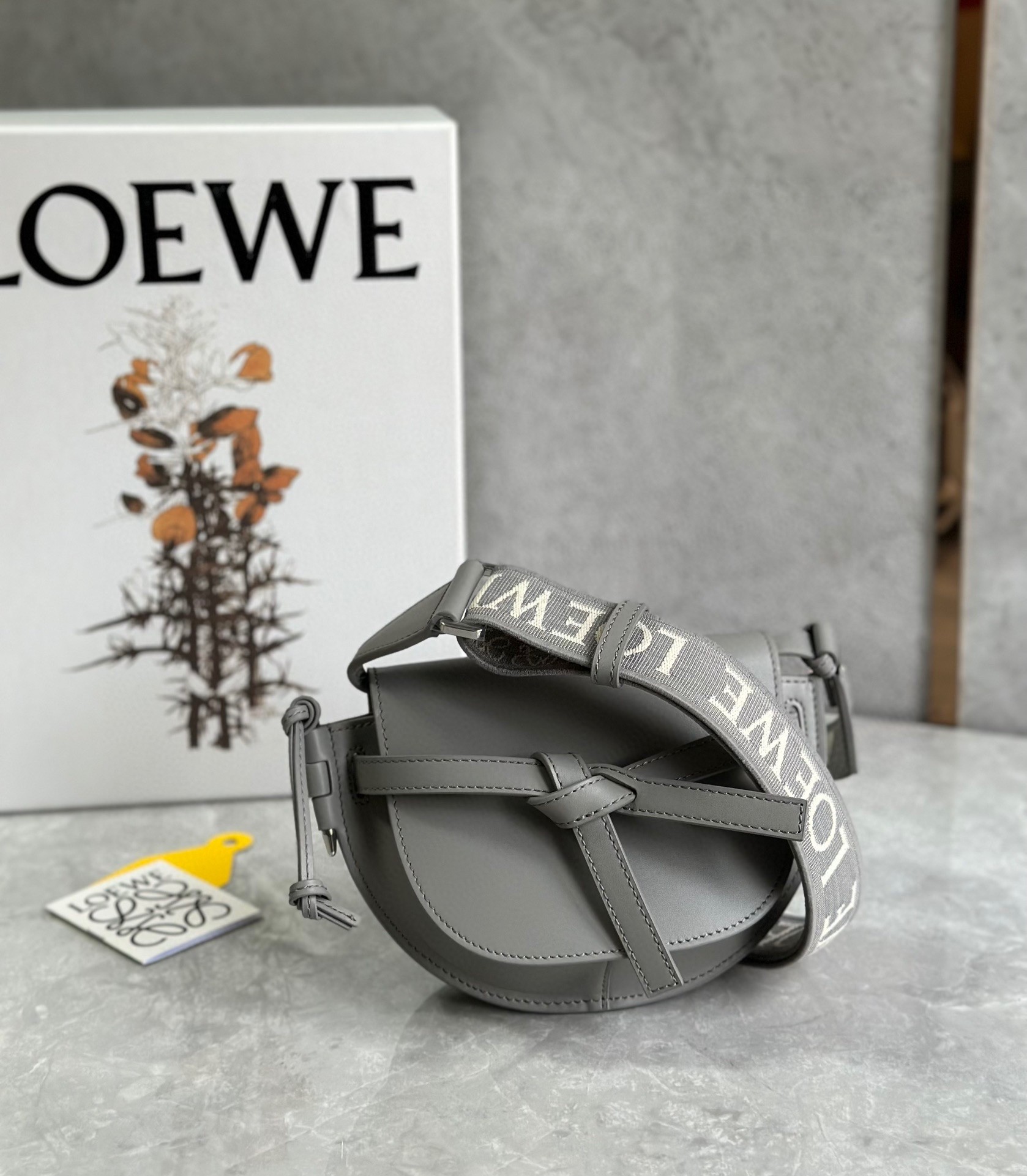 L0ew* gate dual mini bag in grey calfskin