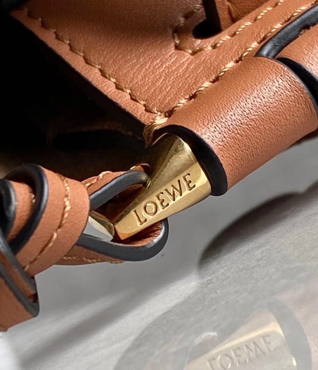 L0ew* mini gate dual bag in tan calfskin