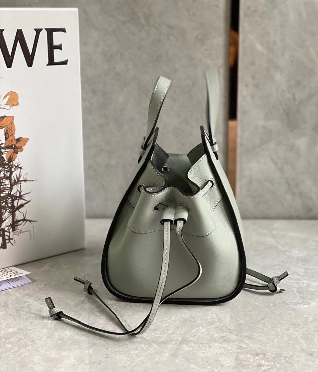 L0ew* mini hammock drawstring bag in ash grey calfskin