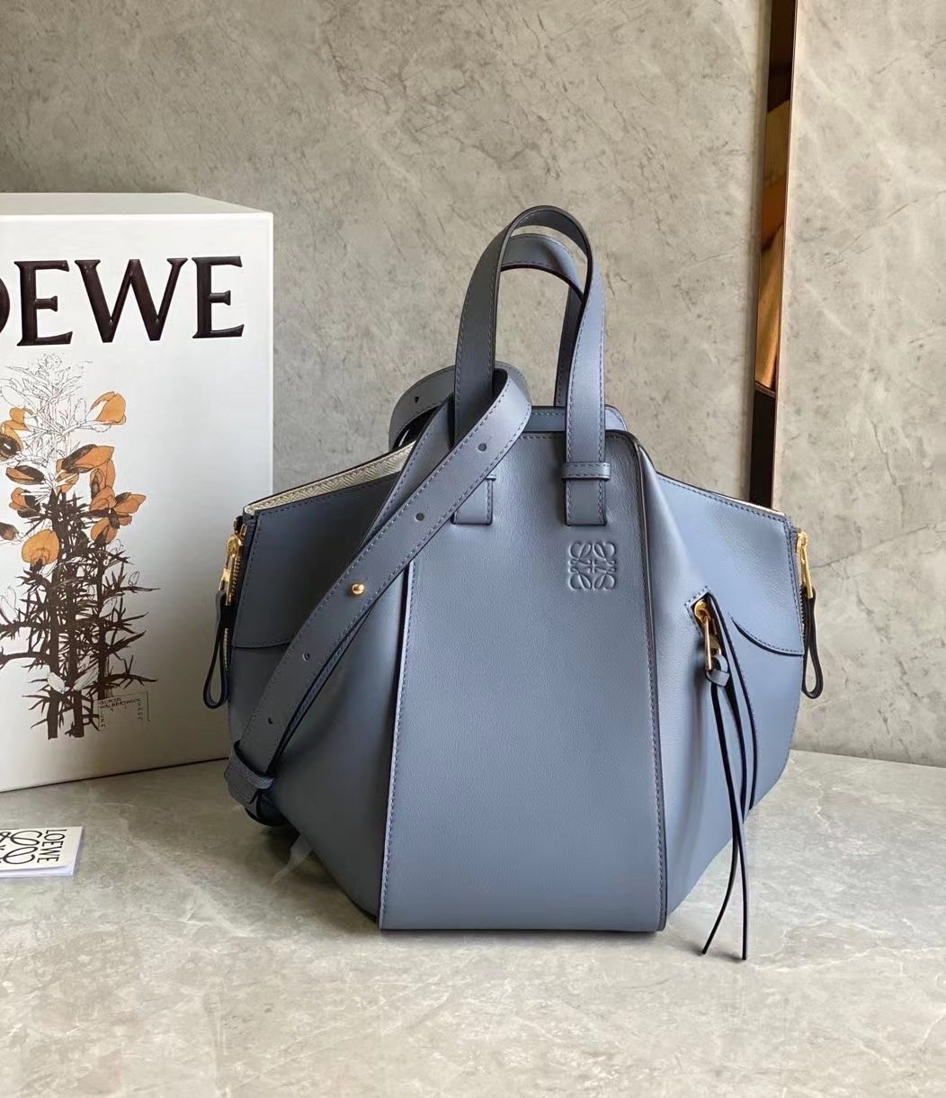 L0ew* hammock small bag in atlantic blue calfskin
