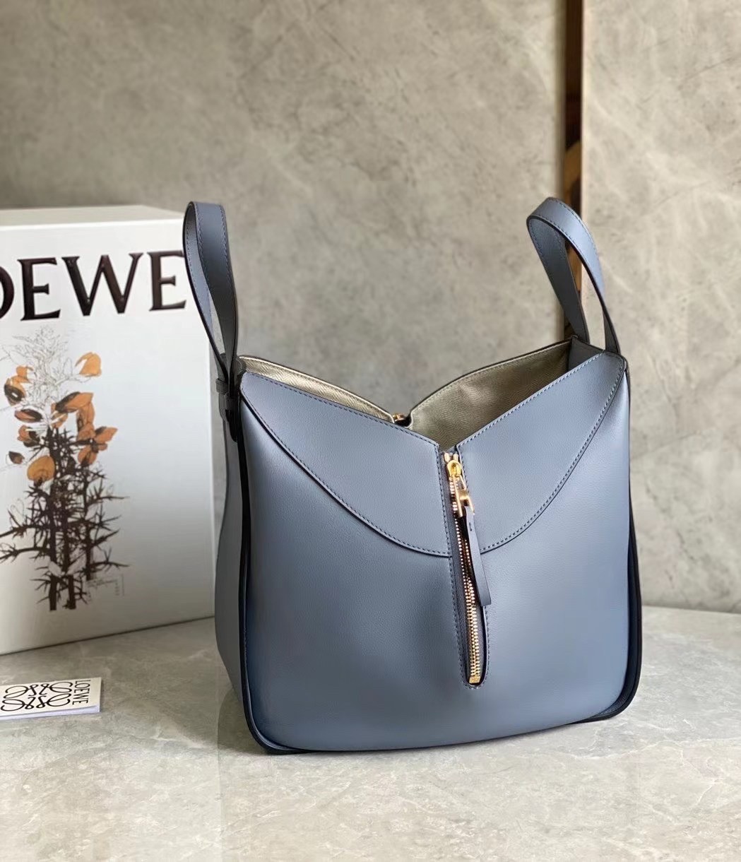 L0ew* hammock small bag in atlantic blue calfskin