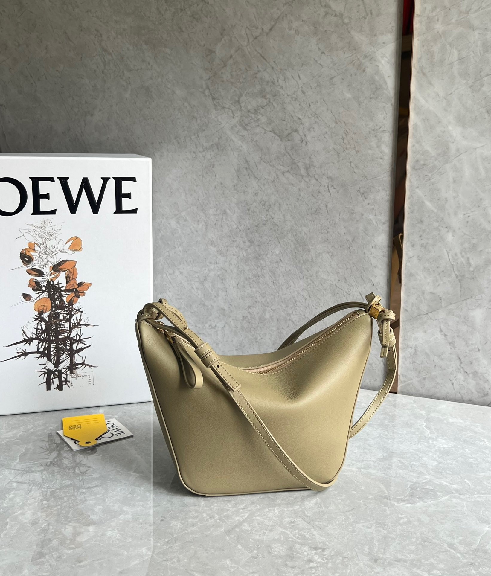 L0ew* mini hammock hobo bag in clay green calfskin