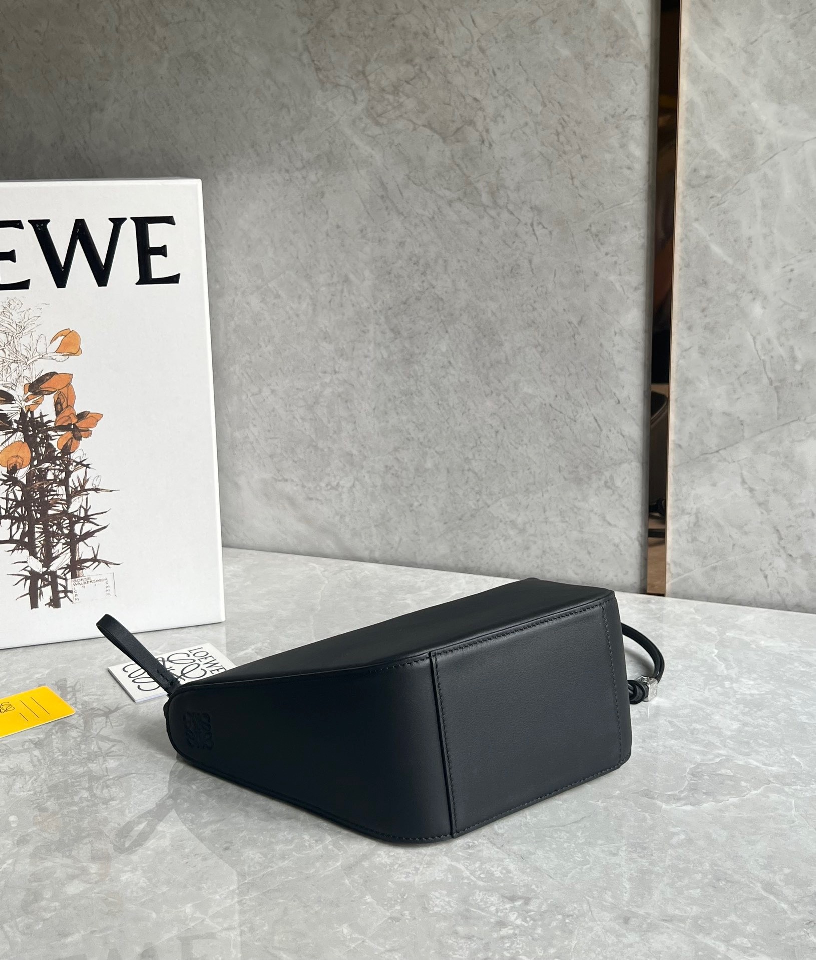 L0ew* mini hammock hobo bag in black calfskin