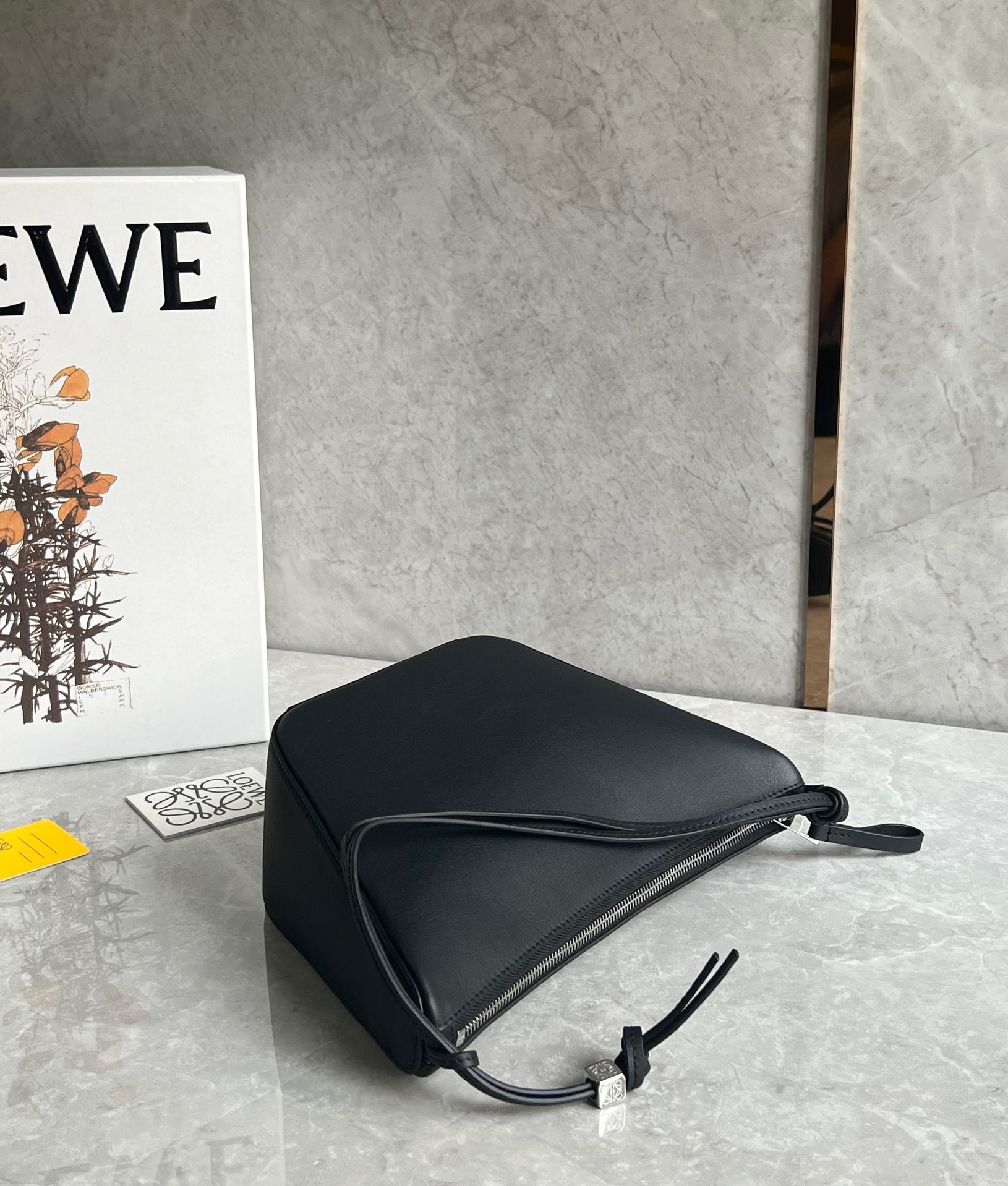 L0ew* mini hammock hobo bag in black calfskin