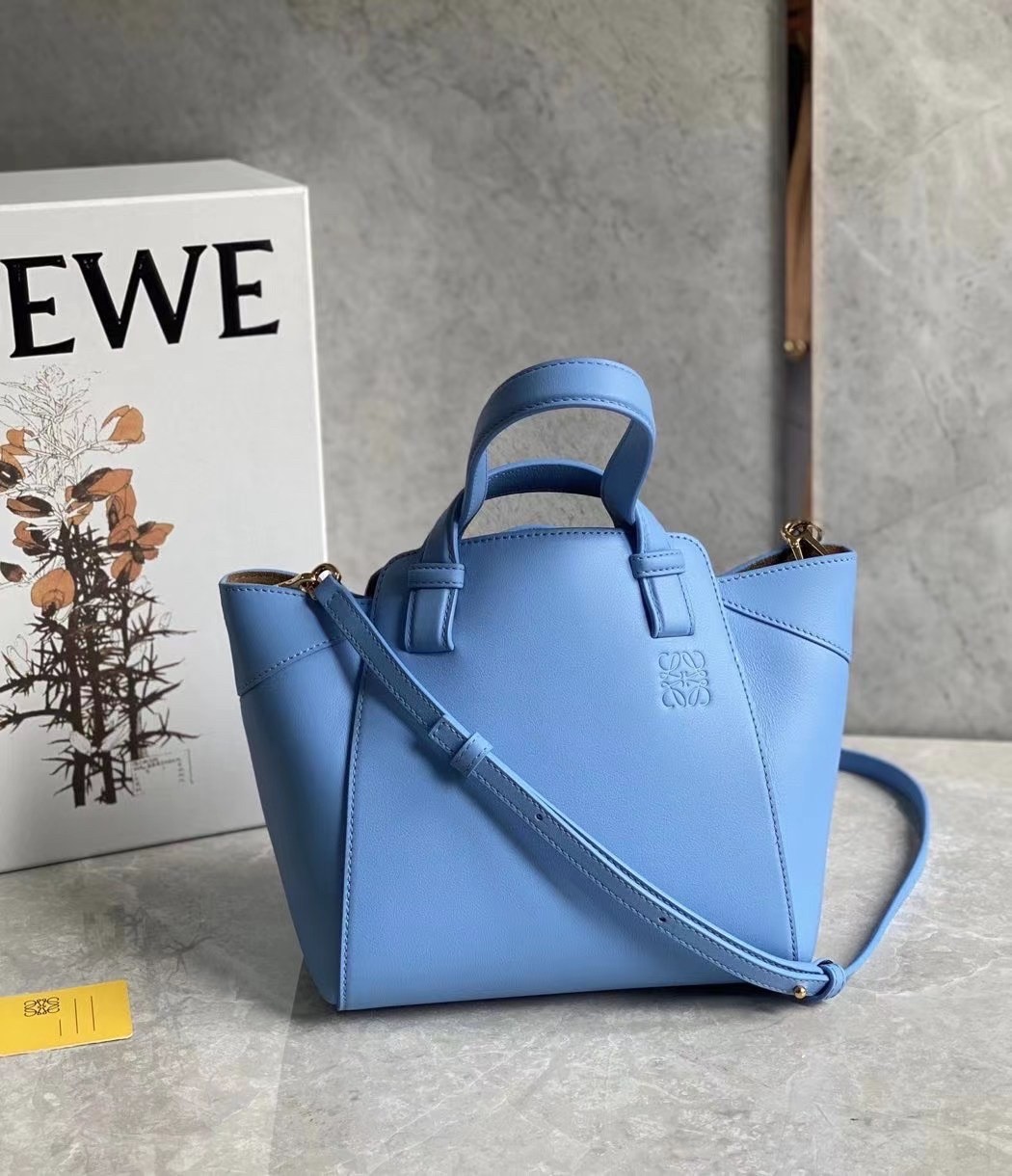 L0ew* hammock nugget bag in celestine blue calfskin