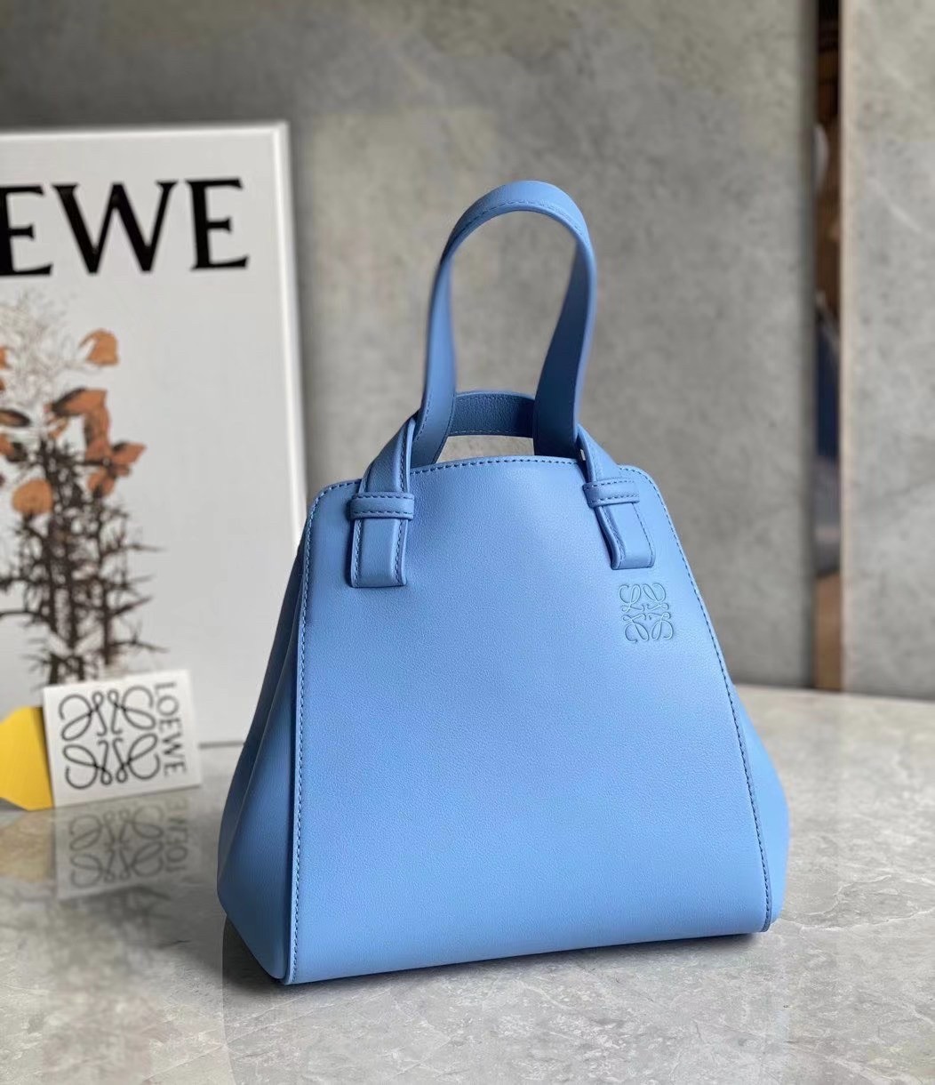 L0ew* hammock nugget bag in celestine blue calfskin