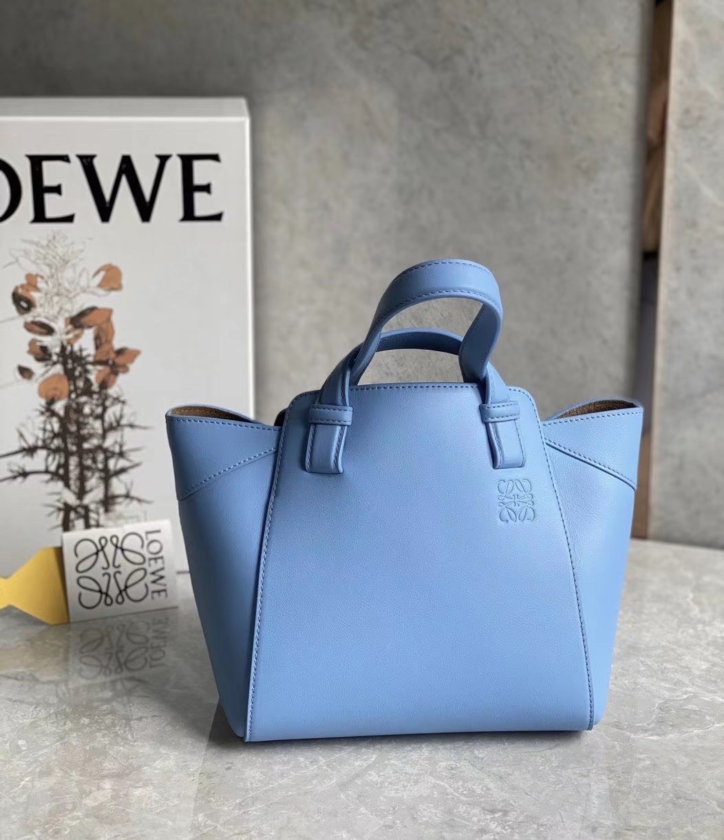 L0ew* hammock nugget bag in celestine blue calfskin