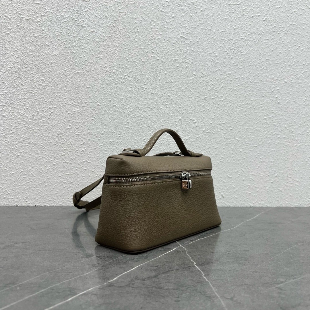 L**o p*ana extra pocket pouch l27 in taupe grained leather