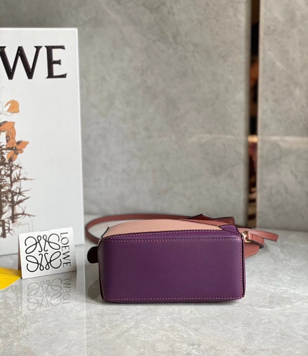 L0ew* puzzle mini bag in purple/caramel/blossom calfskin
