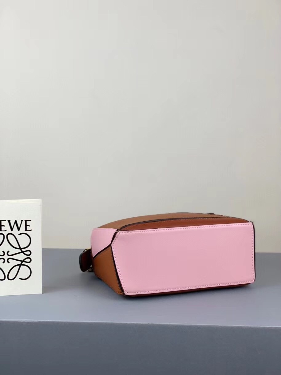 L0ew* mini puzzle bag in brown/camel/pink calfskin
